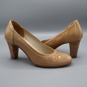 AGL Patent Leather Pumps Womens 35.5 Tan Classic Old Money Career Professional